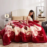 Double Layer Raschel Blanket – Soft Warm Faux Fur Mink Throw, Thick Fluffy Microfiber Plush Weighted Blanket for Beds