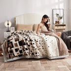 Double Layer Raschel Blanket – Soft Warm Faux Fur Mink Throw, Thick Fluffy Microfiber Plush Weighted Blanket for Beds