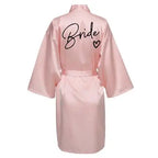 Team Bride Satin Robe – Wedding Party Kimono Pajamas with Black Letter Print (SP003)