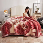 Double Layer Raschel Blanket – Soft Warm Faux Fur Mink Throw, Thick Fluffy Microfiber Plush Weighted Blanket for Beds