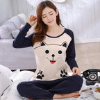 EloraSleep Liva Girl Pajama Set – Cute Cartoon Bear & Teacup Cat Sleepwear