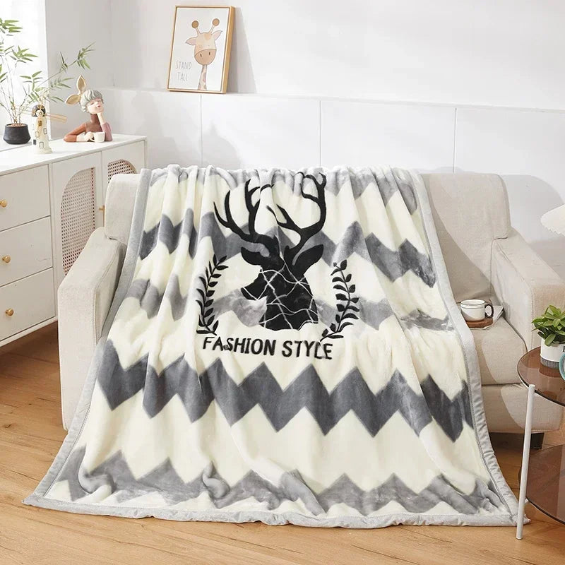 Double Layer Winter Raschel Plush Weighted Blanket – Soft, Warm & Cozy